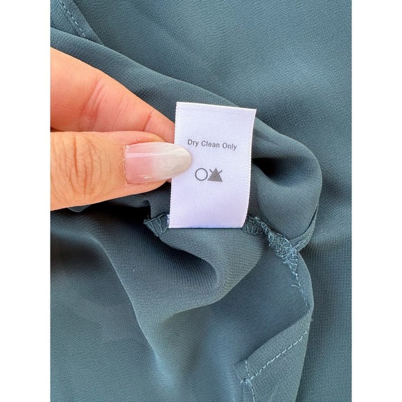 ASTR Sheer‎ Green Long Sleeve Top Size XS Pocket Button V Neck See Through pop - Picture 5 of 8